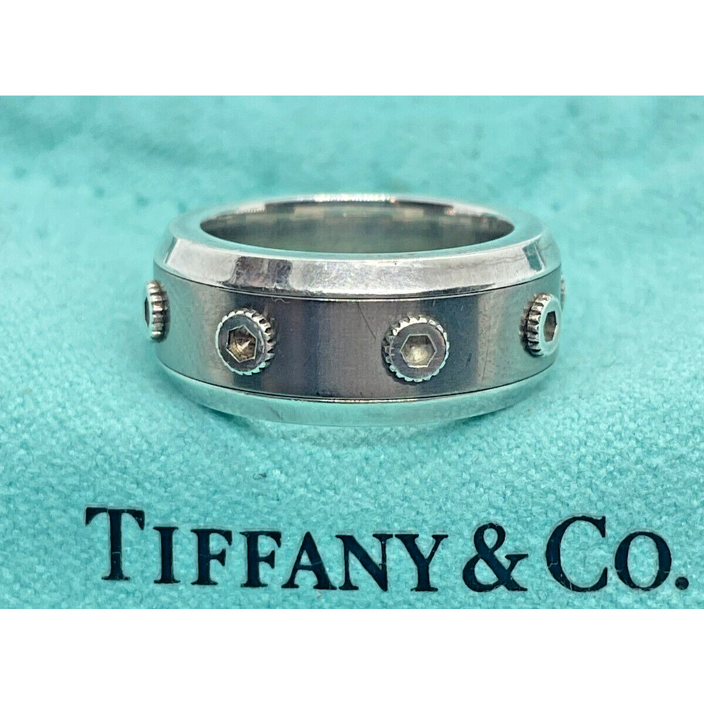 Tiffany & Co. Silver Picasso Turbo Titanium Band Ring Size 5